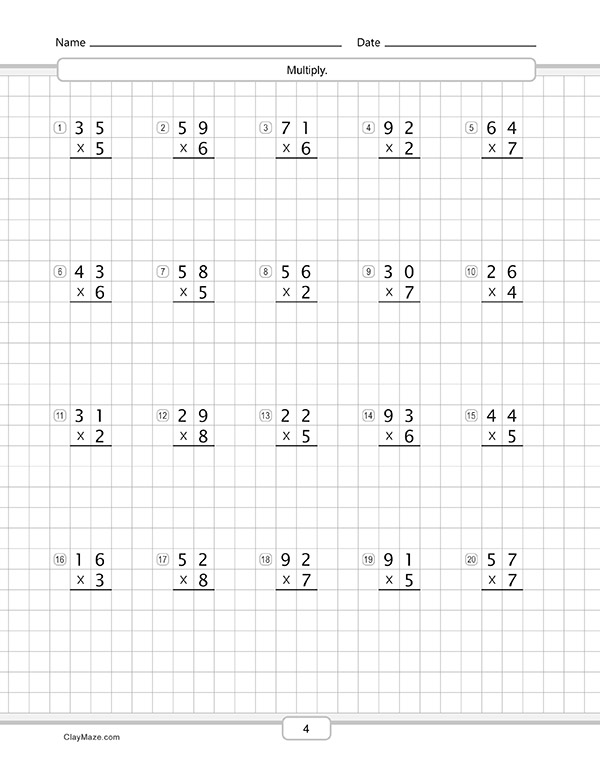 long division worksheet on graph paper
