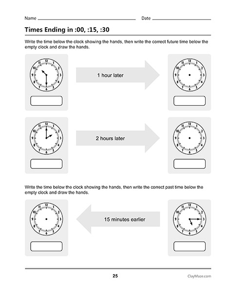 tellling time workbook past and future