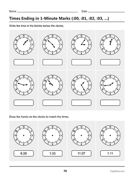 clocks worksheet - write the time, draw the hands on the clocks