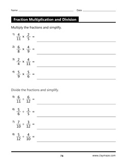 multiplying fractions and dividing fractions worksheet