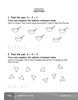 Addition Problems Kindergarten Math Book Page