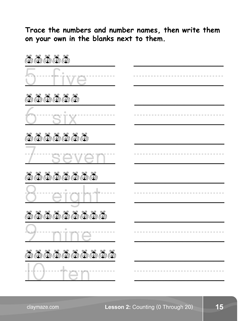 Number Tracing Kindergarten Math Book Page