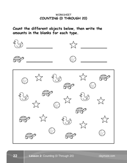 Counting Numbers Kindergarten Math Book Page
