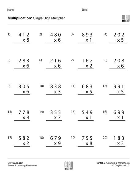 multiplication single digit multiplier