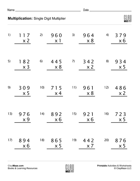 multiplication single digit multiplier