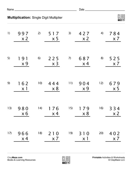 multiplication single digit multiplier
