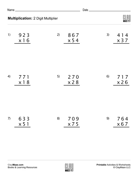  Multiplication 2 Digit By 2 Digit Worksheet Pdf Mundode Sophia