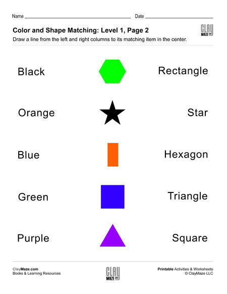 match the colors and shapes worksheet