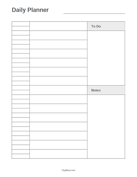 Daily planner with to do and notes (no times, freestyle)