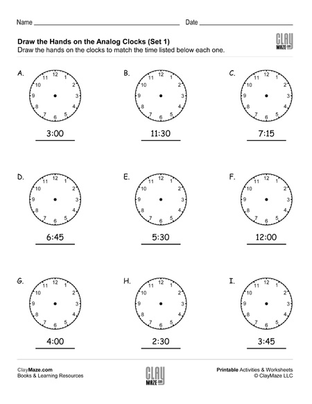 draw the hands on analog clock