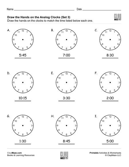 draw the hands on analog clock