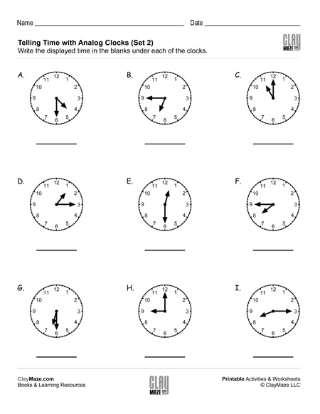 telling time reading analog clocks