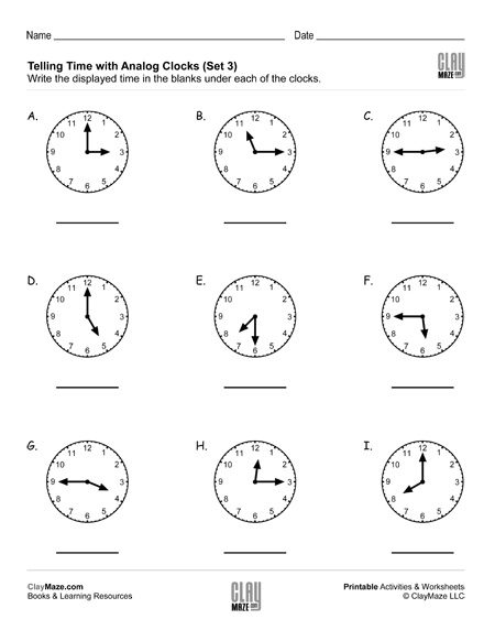 telling time reading analog clocks