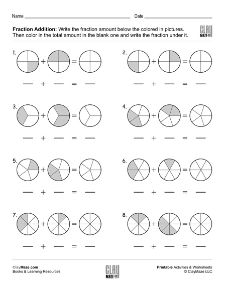 color the fractions addition worksheet