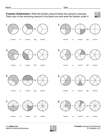 fraction subtraction worksheet