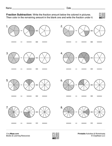 fraction subtraction worksheet