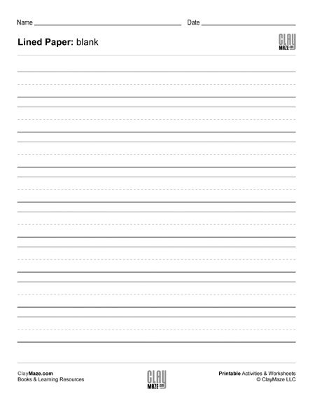 blank lined paper writing practice