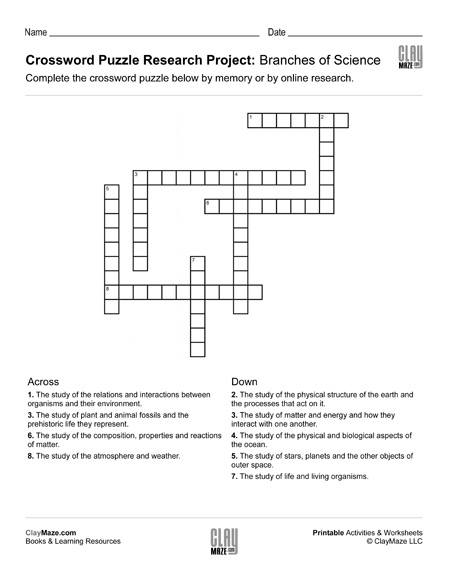 crossword branches of science