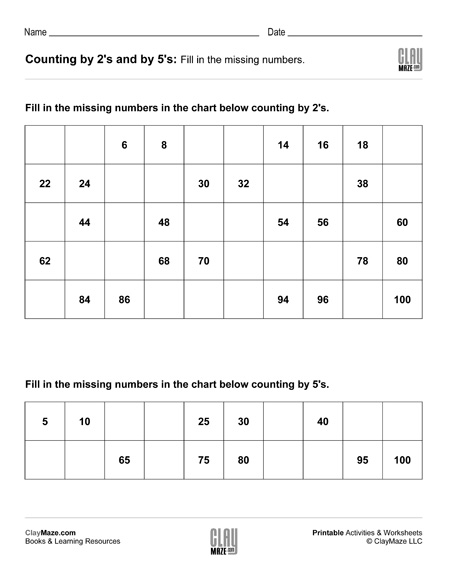 counting by 2 and counting by 5