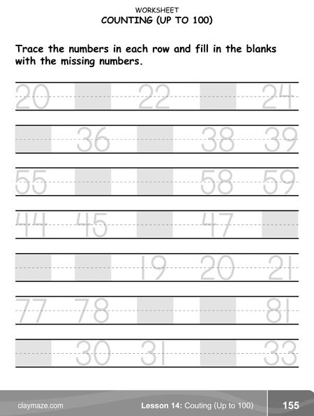 fill in missing numbers counting worksheet