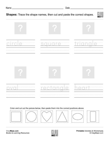 cut and paste shapes trace and write worksheet