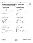 Geometry: Find the Missing Angle in the Triangle (Set 4) - Workbooks ...