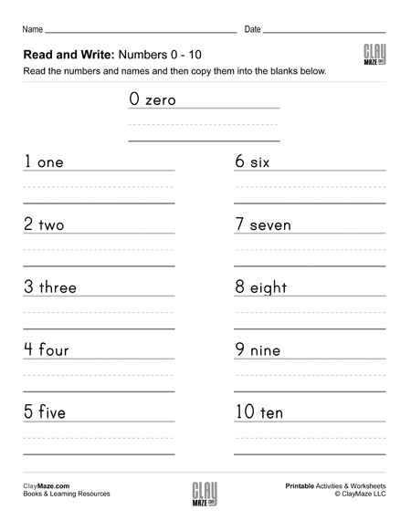 Read And Write Numbers 0 Through 10 Homeschool Books Math Workbooks And Free Printable 