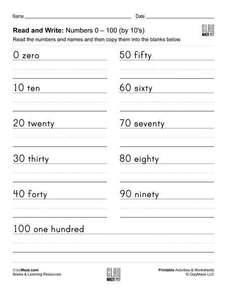 Read And Write Numbers 0 To 100 By 10 s Homeschool Books Math Workbooks And Free Printable 