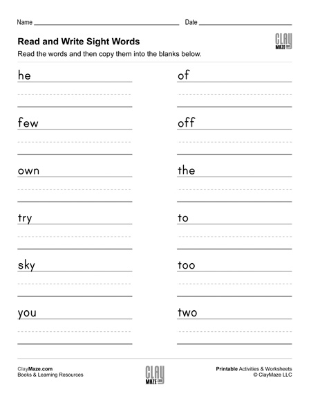 read and write sight words