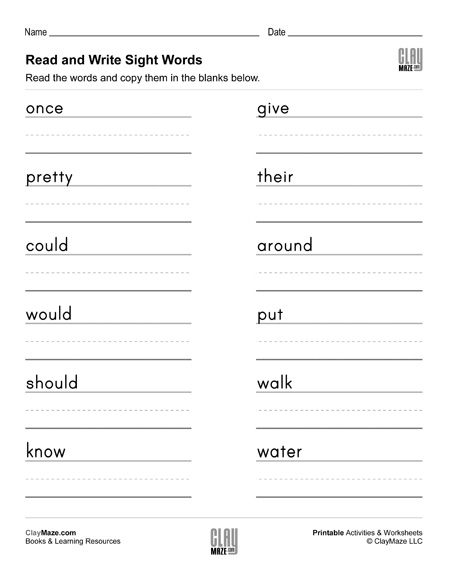 read and write sight words