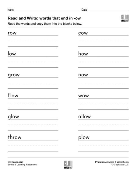 trace and write ow words