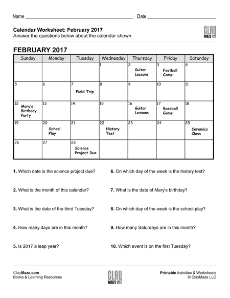 Reading a Calendar Worksheet – C | Homeschool Books, Math Workbooks and Free Printable Worksheets Reading a Calendar Worksheet – C | Homeschool Books, Math Workbooks and Free Printable Worksheets