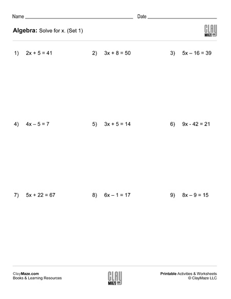 algebra 2 step equations worksheet