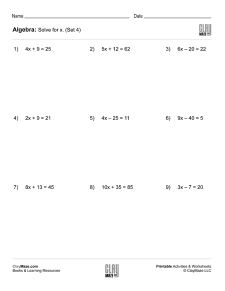 solve the equations i set 4 childrens homeschool books workbooks supplies and free worksheets