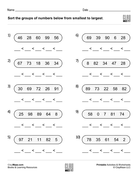 order the numbers worksheet