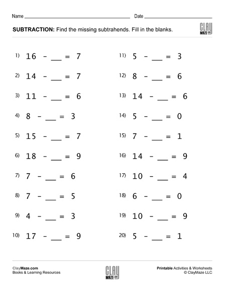 subtraction facts