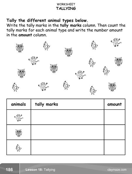 tally the objects worksheet