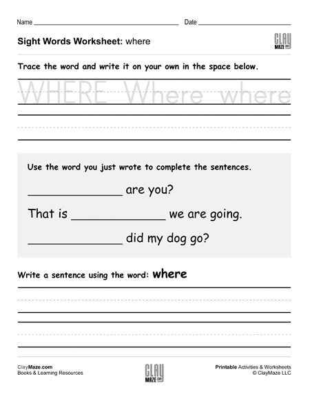 sight words worksheet